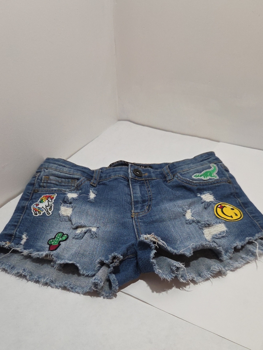 Denim Distressed Patch Shorts - Tinseltown Size 7